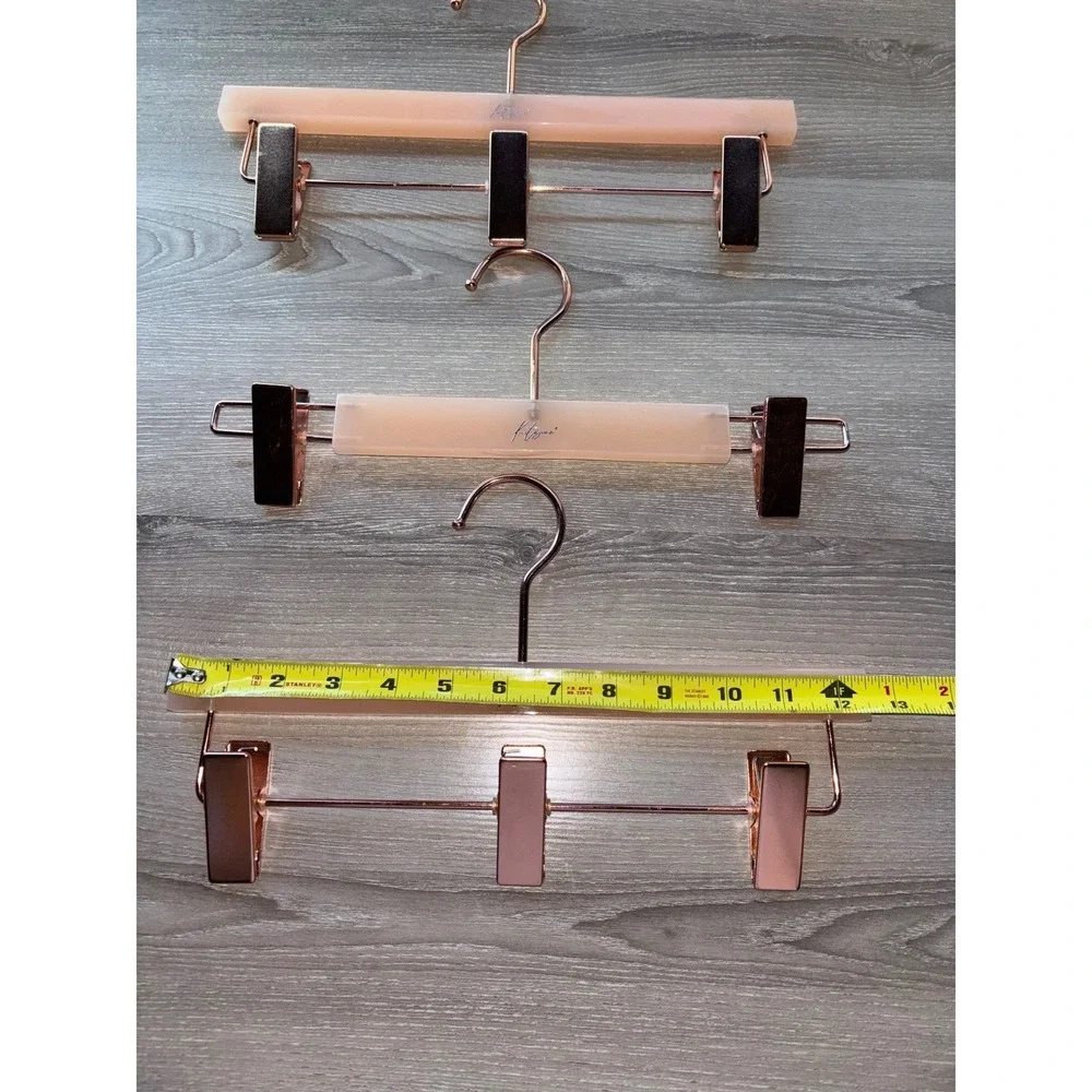 Kitana Set of 3 Acrylic Rose Gold Hangers Skirt Pant Clips Peach Pink Boutique‎